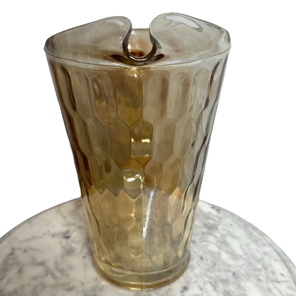 Vintage Jeanette Marigold Carnival Glass Hex Optic Pitcher and Tumblers - Picture 7 of 13